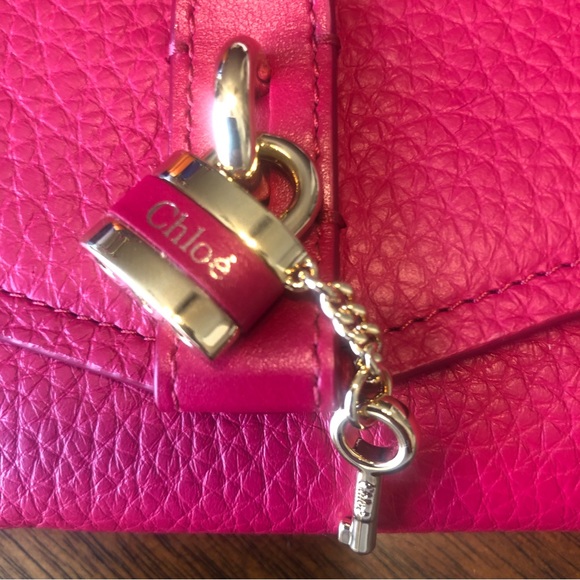 NEW $895 CHLOÉ Aby Long Leather Wallet on a Chain in Crimson Pink! - Picture 6 of 16